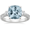 3ct Three-stone Cushion Cut Aquamarine Engagement Ring