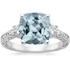 3ct Three-stone Cushion Cut Aquamarine Engagement Ring