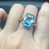 8.4ct Emerald Cut Aquamarine Engagement Ring