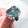 8.4ct Emerald Cut Aquamarine Cocktail Ring