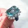 8.4ct Emerald Cut Aquamarine Cocktail Ring