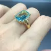 8.4ct Emerald Cut Aquamarine Engagement Ring