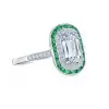 4ct Art Deco Emerald Calibre Halo Engagement Ring