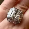 4.2ct Asscher Cut Three Stone Engagement Ring