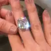 12ct Asscher Cut White Sapphire Engagement Ring