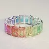 12ctw Radiant Cut Multicolor Sapphire Rainbow Eternity Ring
