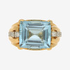 14ct Emerald Cut Aquamarine Vintage Cocktail Ring