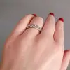 Handmade Delicate Round Cut Sterling Silver Women's Band