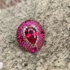 5.8ct Oval Cut Ruby Allover Paved Vintage Cocktail Ring