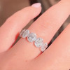 Handmade Halo Oval Cut Sterling Silver Wedding Band