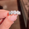 Handmade Halo Oval Cut Sterling Silver Wedding Band
