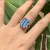 8.4ct Emerald Cut Aquamarine Halo Engagement Ring