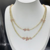 Pear Cut Pink Sapphire Flower Layered Necklace in Gold