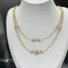 Pear Cut Pink Sapphire Flower Layered Necklace in Gold