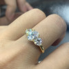 2.5CT Oval Cut Three-Stone White Sapphire Yellow Gold Ring