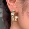 5ctw Emerald Cut White Sapphire Hoop Earrings