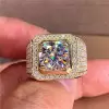 3.8ct Round Cut White Sapphire Paved Bold Men's Ring