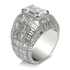 10ct Invisible Setting Emerald Cut White Sapphire Engagement Ring