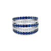 Round Cut Sapphire Wide Wedding Band in Sterling Silver
