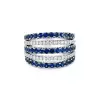 Round Cut Sapphire Wide Wedding Band in Sterling Silver