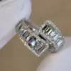 13.5CTW Emerald Cut White Sapphire Wedding Band