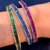 12ctw Emerald Cut Multicolor Sapphire Petal Bangle