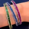12ctw Emerald Cut Multicolor Sapphire Petal Bangle