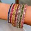 12ctw Emerald Cut Multicolor Sapphire Petal Bangle