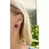 26ctw Invisibly-Set Ruby Halo Vintage Clip Earrings