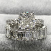 5ct Cushion Cut White Sapphire 2pcs Bridal Set