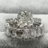 5ct Cushion Cut White Sapphire 2pcs Bridal Set