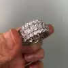 Handmade White Sapphire Radiant Cut Eternity Band Ring