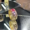 12ctw Radiant Cut Multicolor Sapphire Rainbow Ring