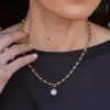3.8ct Round Cut Pendant Bead Chain Necklace