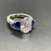 5ct Oval Cut Three Stone Art Deco Engagement Ring
