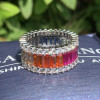 Baguette Cut Rainbow Sapphire Eternity Ring