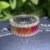 Baguette Cut Rainbow Sapphire Eternity Ring