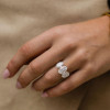8ctw Oval Cut Under Halo Three Stone Engagement Ring
