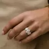 8ctw Oval Cut Under Halo Three Stone Engagement Ring