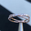 Fashion Criss Cross Baguette & Round Diamond Anniversary Band in Rose Gold Tone