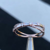 Fashion Criss Cross Baguette & Round Diamond Anniversary Band in Rose Gold Tone