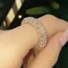 3.75ctw Round Cut White Sapphire 4 Rows Eternity Band