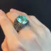 8.2ct Oval Cut Mint Green Paved Cocktail Ring