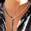 26ctw Pear and Round White Black Necklace