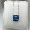 5ct Princess Cut Halo Square Pendant Necklace