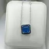5ct Princess Cut Halo Square Pendant Necklace