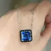 5ct Princess Cut Halo Square Pendant Necklace