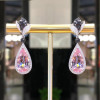 Nature-Inspired Halo Pear Cut Lotus Drop Earrings
