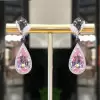 Nature-Inspired Halo Pear Cut Lotus Drop Earrings