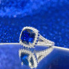 13ct Halo Cushion Cut Sapphire Engagement Ring